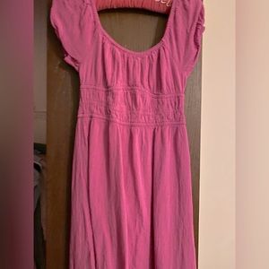 Pink/purple Puff Sleeve Midi Dress